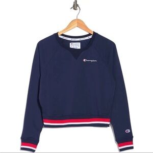 Champion Women’s Crewneck Sweatshirt M Blue Stripe Detail
